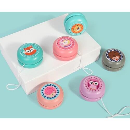 Cute Animal Prints Wooden Yoyo Toys Kids Yo-Yo Interesting Creative Yo Yo Toys For Children wooden Yoyo Ball