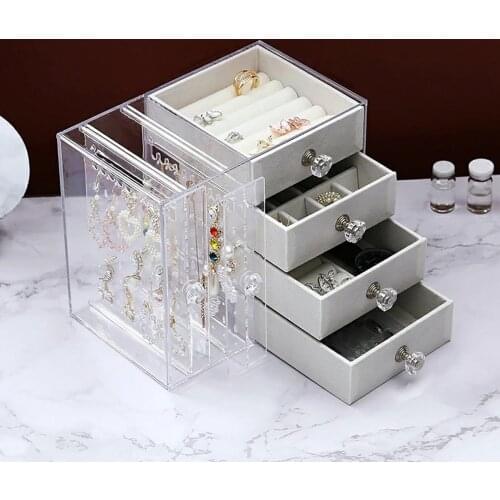 NEW Multifunctional Earrings Transparent Storage Box Home Jewelry Necklace Jewelry Dustproof Storage Rack Jewelry Display rack