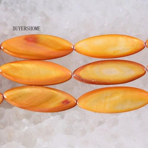 Fahion Jewelry 10X30MM Orange Mother Of Pearl Shell Loose Beads String15" O096