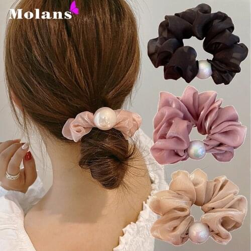 Molans Ladies Stitching Candy Color Hair Rings Soft And Comfortable Plush Elastic Bands For Girls Simple Hair Accessories