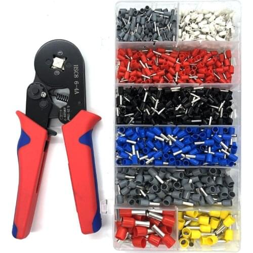 Crimper Plier Set 0.25-10mm2 Self-adjustable Ratchat Wire Crimping Tool with 1200 Wire Terminal Crimp Connector Insulated