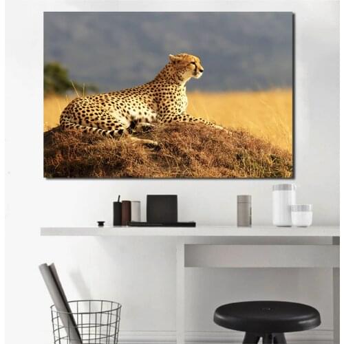 Cheetah Wild Animals Wallpaper Wall Art Canvas Posters Prints Painting Wall Pictures For Modern Living Room Home Decor Framework