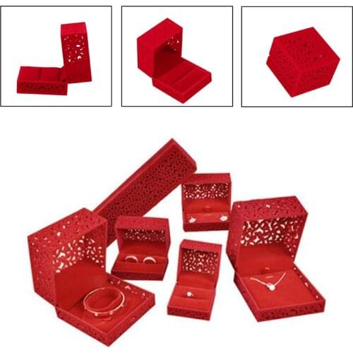 Plastic Jewelry Storage Organizer Velvet Case Cuff Link Package Display Engagement Ring Box Holder Jewelry Box Gift for Women