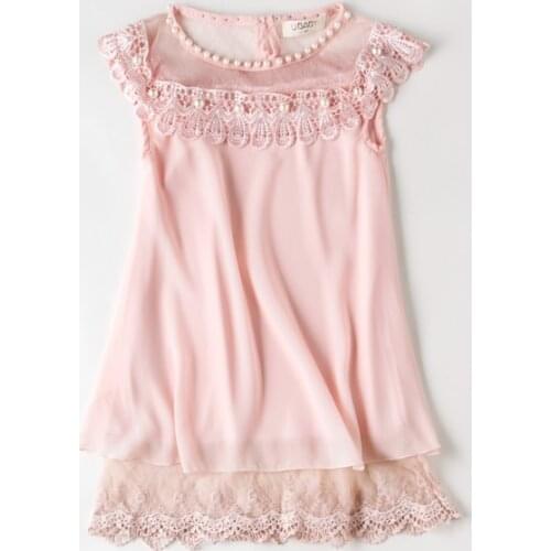 2020 Summer New Arrival Girls Pleated Chiffon One-Piece Dress With Paillette Collar Children Colthes For Kids Baby, Pink/Green