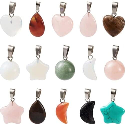 10pcs/lot natural stone water drop shape pendants charms for Necklaces Making Wholesale All Mixed Material Charms