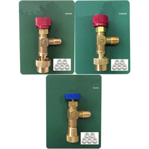 R410a R22 Refrigeration Tool Air conditioning Safety Valve Adapter 1/4" 5/16" Inch Male/Famale Thread Charging Hose Valves