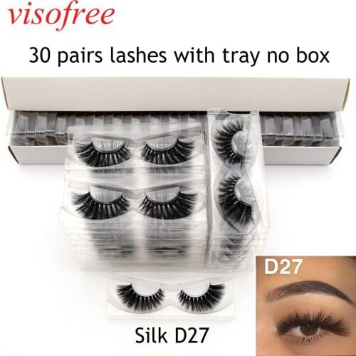 Visofree 30 Pairs/lot 3D Faux Silk Eyelashes Winged Silk Eyelashes Cruelty free Reusable EyeLashes Makeup Silk-D27