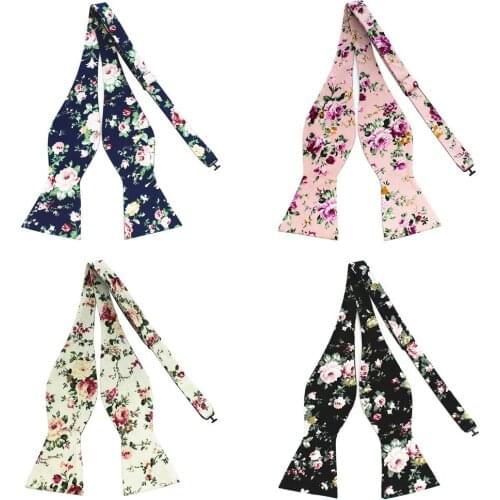 Ricnais New Cotton Mens Self Tie Bow Tie Adjustable Bowtie Self-tied Floral Bowties Noeud Papillon For Wedding Party
