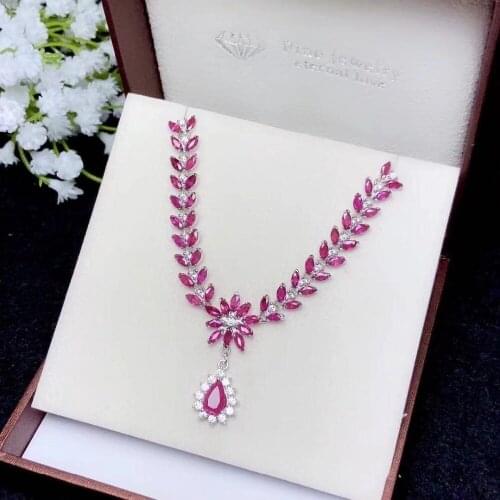 Silver ruby pendant natural ruby pendant for party sterling silver ruby jewelry birthday gift for girl