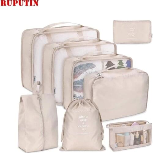 8Pcs/set Travel Clothes Classification Storage Bag For Packing Cube Shoe Underwear Toiletries Organizer Pouch Travel Accessories
