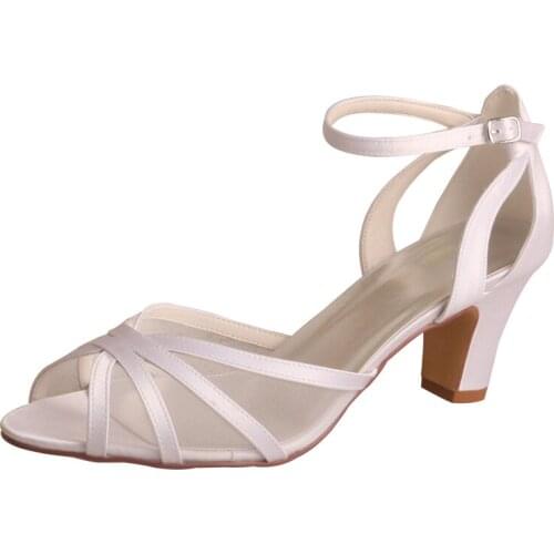 Bridal Shoes Chunk Heel Beige Shoes for Wedding Women Sandals