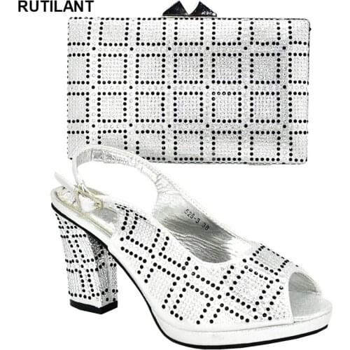 African Wedding Italian Shoe and Bag Sets High Heels Sandals Women Women Shoes and Bags To Match Set Italy Buckle Strap Party
