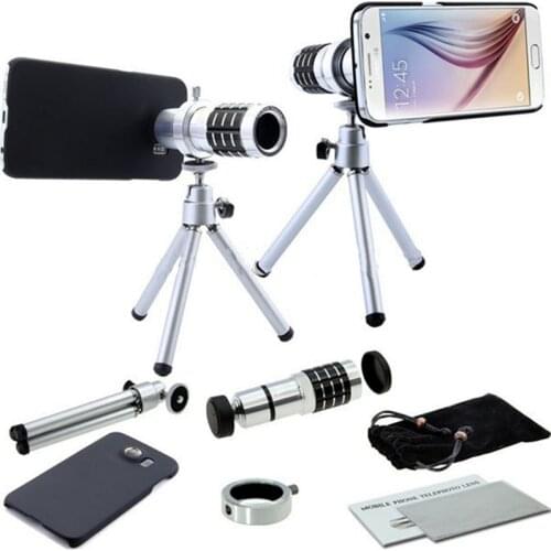 12x Zoom Optical Telescope Telephoto Lens For Samsung Galaxy S3 S4 S5 S6 S7 EDGE Plus Cases Phone Lenses Kit With Clips Tripod