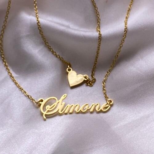 Noelia Layered Choker Custom Name Necklace Personalized Heart Necklace Custom Nameplate Pendant 18K Gold Plated