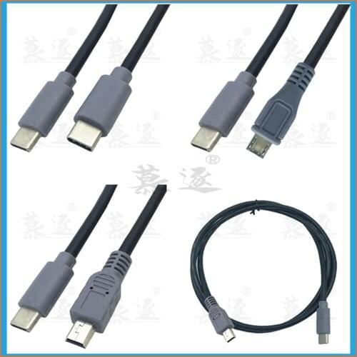USB Type C 3.1 Male To Miniµ USB 5 Pin B Male Plug Converter OTG Adapter Lead Data Cable for Mobile Macbook 25cm / 1m 3ft