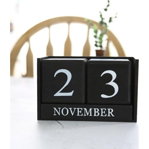 Vintage Wooden Perpetual Desk Calendar Block Planner Permanent Desktop Organizer DIY Agenda 9.5 x 4.3 x 5CM
