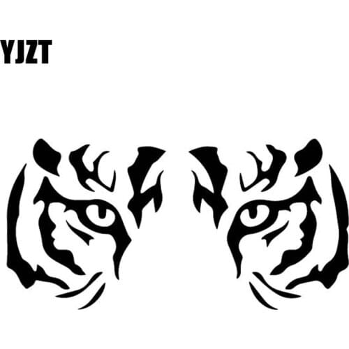 YJZT 16.8CM*8.4CM Tiger Eyes Car Sticker Car Window Decor Vinyl Decal Black/Silver C4-1132