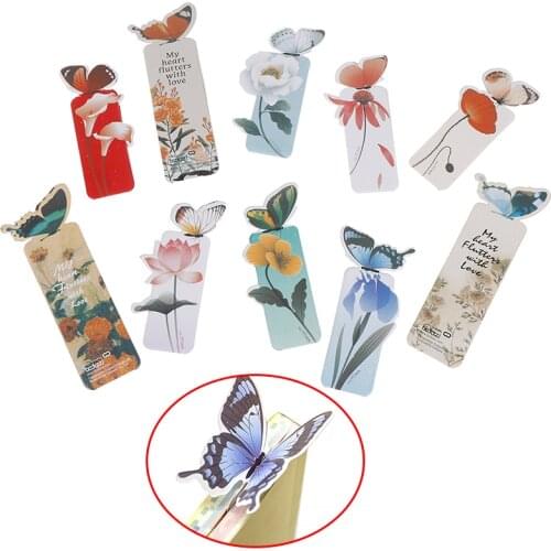 5pcs/pack Bookmark Butterfly Style Teachers Gift Book Marker Stationery Gift Realistic Cute Kawaii Cartoon 3d Bookmark