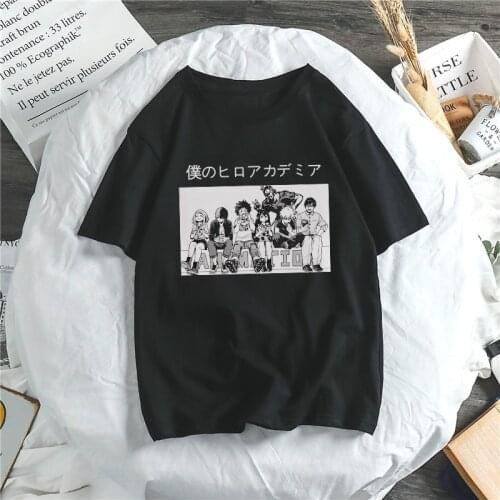 Ulzzang anime boku no hero academia cute cartoon print women t-shirt my hero academia school costume Harajuku japan casual tops