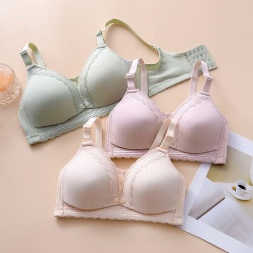 Womens Breastfeeding Bra Without Steel Ring Before Opening Button For Pregnant Women Gather Anti-sagging Bra Womens Cotton Bra