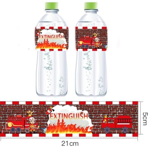 Omilut 12pcs Firefighter Birthday Water Bottle Labels Stickers Fired Up Fire Truck - Firefighter Firetruck Baby Shower Supplies
