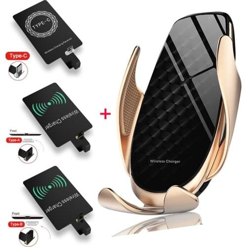 15w Super Fast Car Wireless Charger Station Phone Holder with Charging Receiver for Iphone SE 2020 11 Pro 7 Samsung S10 S20 A70