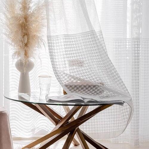2021 Houndstooth Curtain Modern Minimalist Hollow Curtains for Living Dining Room Bedroom