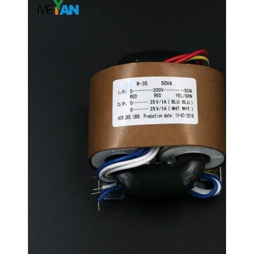 220V 50VA Dual 25V R type transformer With shielded wire output 50W (0--25V + 0--25V)