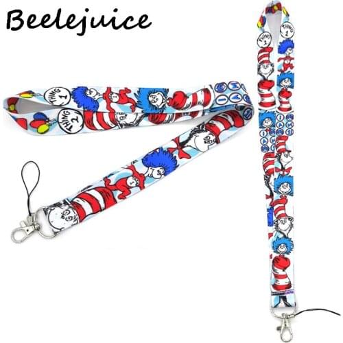24pcs Dr Seuss cat Neck Lanyard keychain Mobile Phone Strap ID Badge Holder Rope Key Chain Keyrings cosplay Accessories Gifts