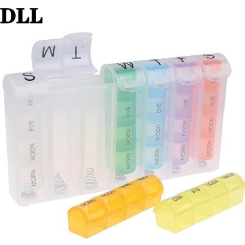 28 Grid Spring Pill Box Colorful Pill Dispenser 7 Day Weekly Pill box Plastic Storage Container Medicine Box Storage Of Tablets