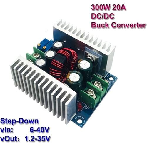 300W 20A DC-DC Buck Converter CC CV Step-Down Power Supply Module Adjustable 6-40V To 1.2-35V Voltage Regulators LED Driver