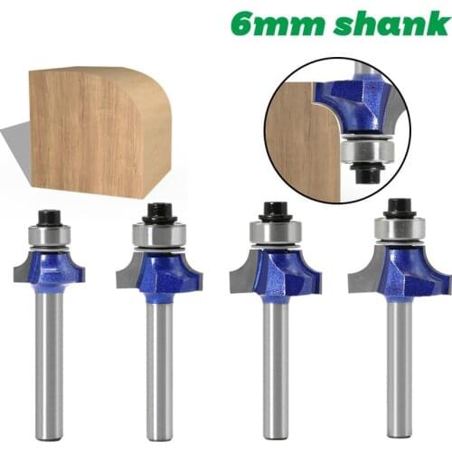 6mm shank Corner Round Professional level Over Router Bit with Bearing Milling Cutter for Wood Woodworking Tool Tungsten Carbide
