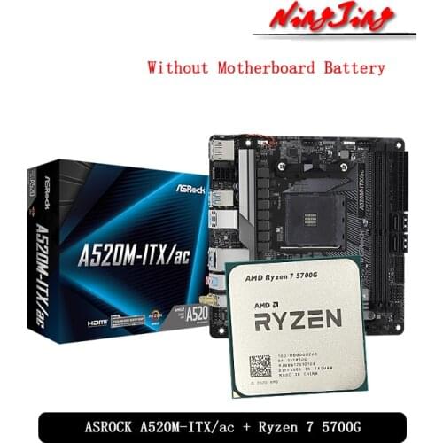 AMD Ryzen 7 5700G R7 5700G CPU + ASROCK A520M ITX/ac ITX Motherboard Suit Socket AM4 All new but without cooler