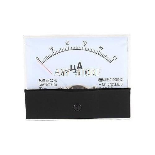 Class 1.5 Accuracy DC 0-50uA Dial Analog Panel Ammeter Gauge 44C2-A