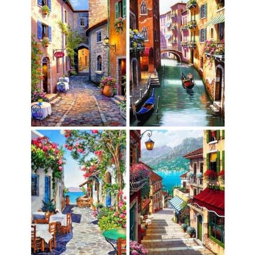 AZQSD Diamond Painting Full Square Town Embroidery Sale Landscape Home Decor Gift 5d Diy Picture Of Rhinestones Handmade