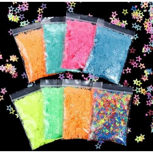 10g/lot Glitter Neon Hollow Star Flakes Fluorescent Resin Filler for Epoxy Resin Mold Nail Art Shining Handmade Decor Fillings