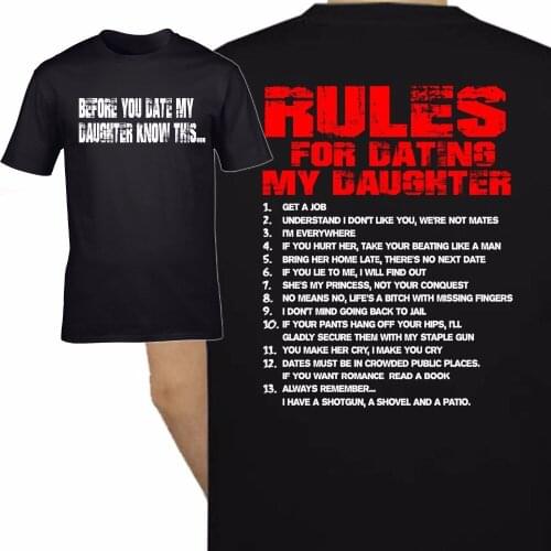 Brand Summer Style Men Sleeveless T Shirt rules For Dating Daughter Fathers Day Dad Slogan Funny Gift Fathers Day Tee shirt