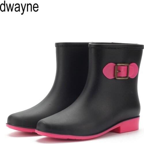 Brand Designer Women Rain Boots Waterproof Water Printed Floral Lace-up Rubber Rain Boots Large Size hjm67