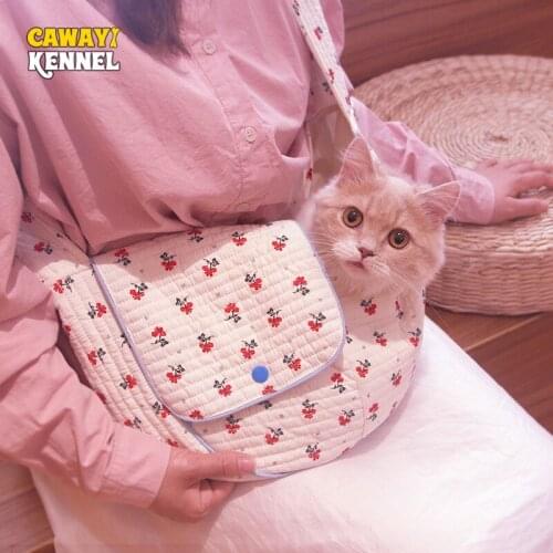 Cawayi Kennel Pet Bag for Cats Small Dog Outdoor Portable Pet Backpack One-shoulder Printing Messenger Carriers Bag Pet Supplies