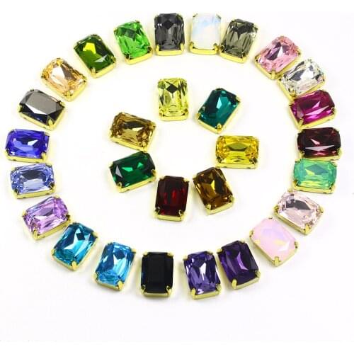 Claw Cup K9 Glass Strass Shiny Octagon Crystals Flatback Stones Gold Base Sew on Rhinestones For Clothes DIY Sewing Accessories