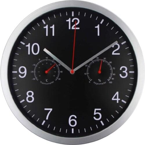 3 In 1 Silent Quartz Wall Clock Quiet Sweep Movement Thermometer Hygrometer No-Ticking Home Art Decor Watch Relogio De Parede