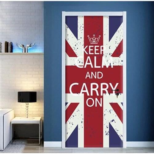 United Kingdom National Flag Door Decoration Stickers Self Adhesive Door Mural For Bedroom Vinyl Decor Decal Keep calm carry on