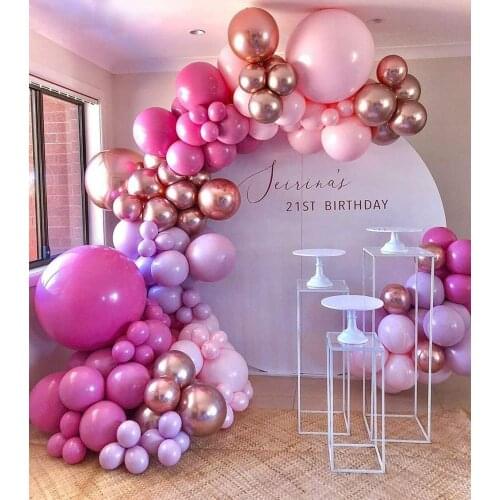 Hot Pink Balloon Garland Arch Kit 145Pcs Rose Gold Balloons for Girl Birthday Wedding Party Balloons Decorations Baby Shower