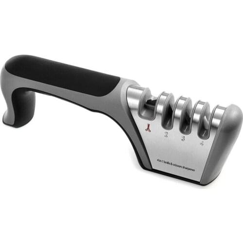 1Pc Knife Sharpener Tool 4 In 1 Diamond Coated Fine Rod Knife Shears&Scissors Sharpening Stone System Stainless Steel Blades