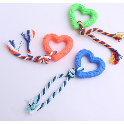 Knot Interactive Toy Interaction Pet Dog Chewing Heart Shape Natural Rubber Durable Small Size Dog Training Chewing Play