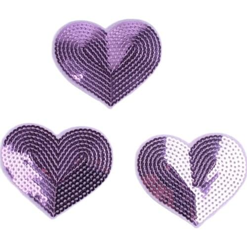 10pcs Quality Sequined Patch Glitter Heart Stickers DIY Clothes Badge Iron On Fabric Appliques For Coats Bags Shoes Hats Jeans