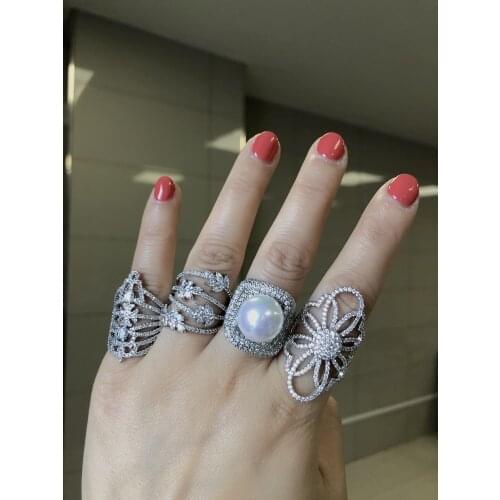 Luxury Zircon Silver Colour Ring Open Rings For Women 2021 New Fashion Gothic Finger Jewelry Wedding Party Girls Sexy Ring