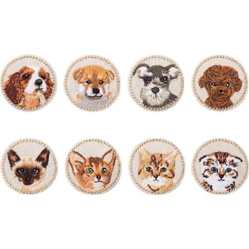 20pcs/lot Small Embroidered Cute Dog Cat Animal Diy Patch Iron on Transfers for Clothing Sewing Accessories