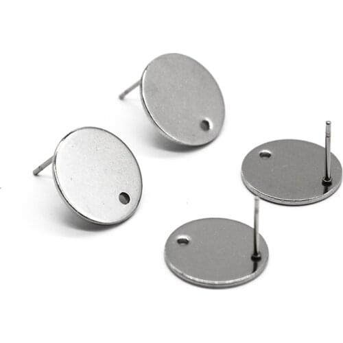 20pcs/lot Stainless Steel Round Ear Stud Pins 8mm 10mm 12mm 15mm Round Earring Base Setting Pins for DIY Earrings Jewelry Making