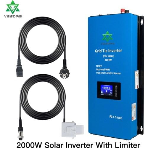 2000W Microinver MPPT On Grid tie Inverte Micro Solar Converter Regulator Inverter With Limiter Sensor 45-90VDC for Solar Panel